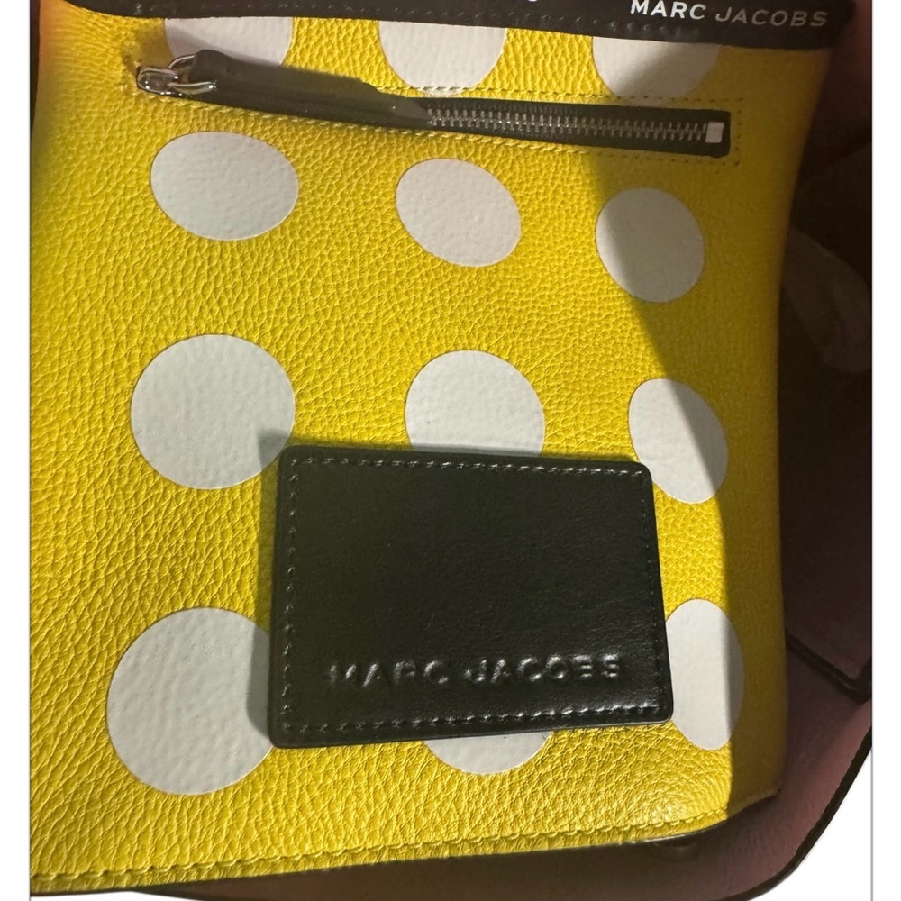 Marc Jacobs The Dot Tag Yellow Leather Large Tote Bag with White Dots 🔥HP🔥 - Picture 10 of 14